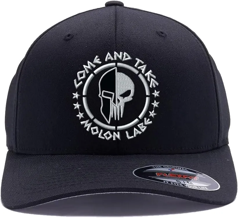 Spartan Skull Warrior Helmet Molon Labe/ΜΟΛΩΝ ΛΑΒΕ - Come and Take Embroidered Flex Fitted Baseball Hat