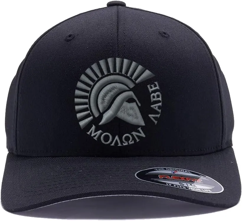 Spartan Warrior Helmet Molon Labe - Come and Take It Custom Embroidered Flex Fitted Baseball Hat