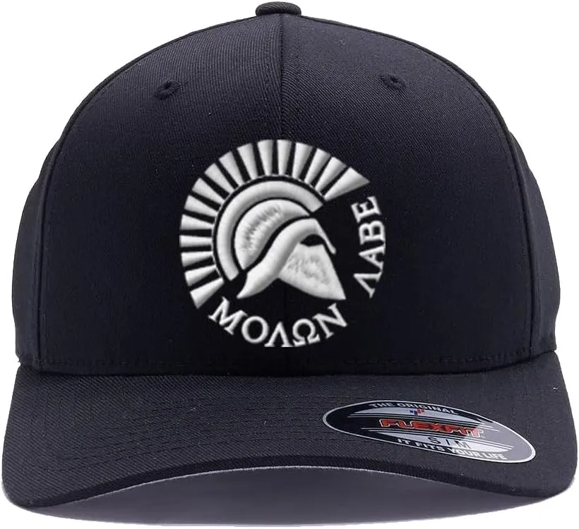 Spartan Warrior Helmet Molon Labe - Come and Take It Custom Embroidered Flex Fitted Baseball Hat