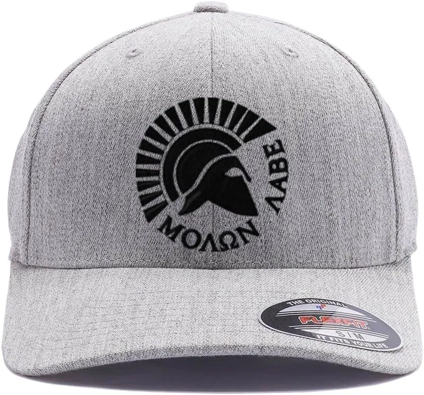 Spartan Warrior Helmet Molon Labe - Come and Take It Custom Embroidered Flex Fitted Baseball Hat