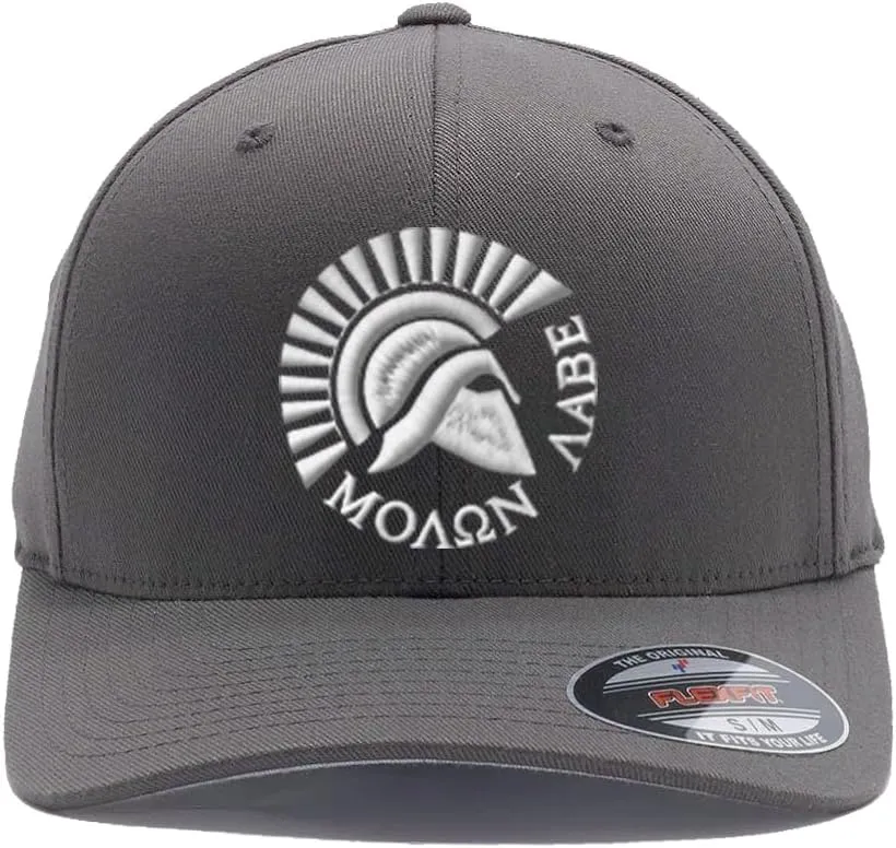 Spartan Warrior Helmet Molon Labe - Come and Take It Custom Embroidered Flex Fitted Baseball Hat