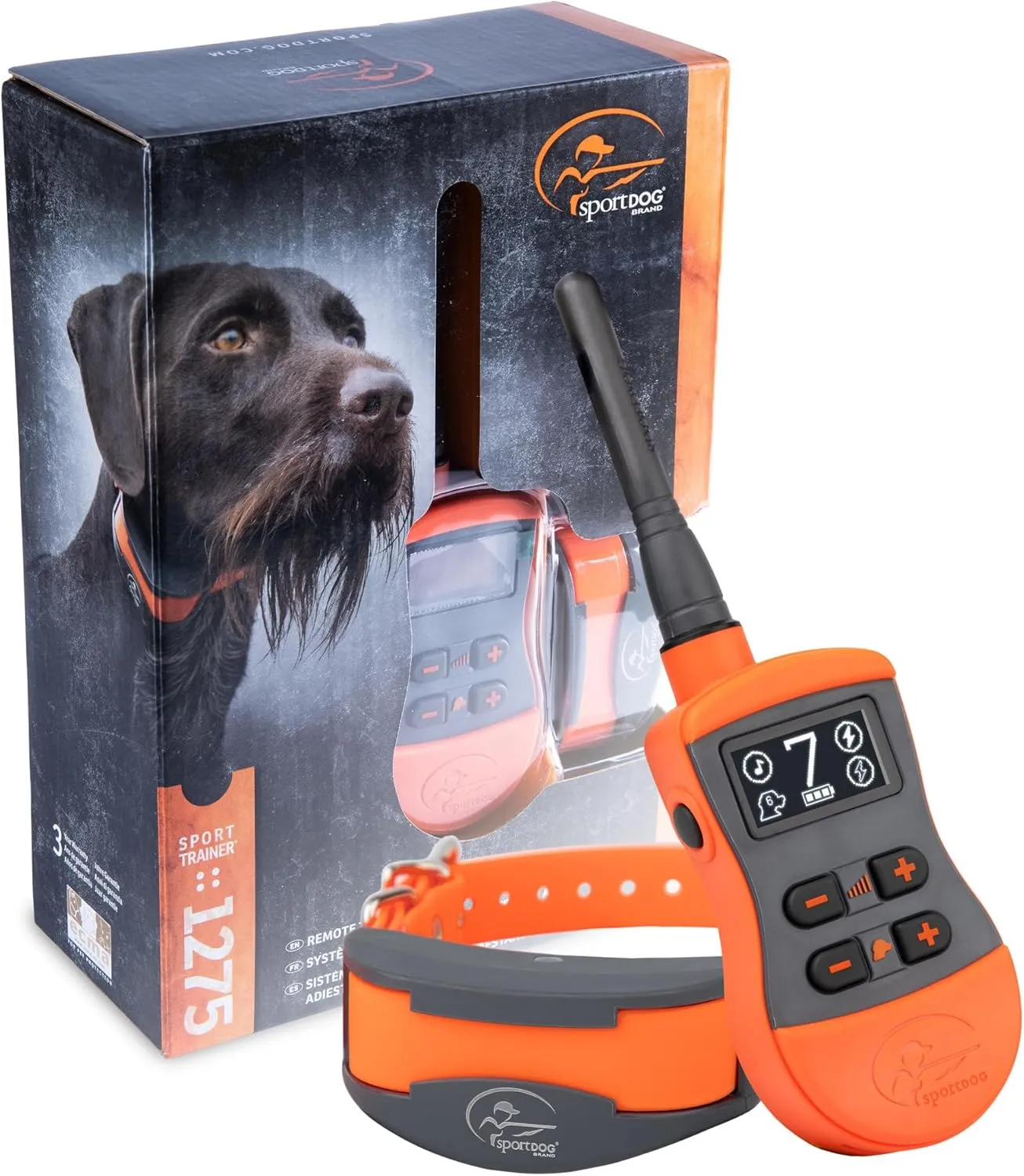SportDOG Brand SportTrainer 1275 Static Collar - 3/4 Mile Range - OLED Screen - Waterproof, Rechargeable E-Collar with Remote - Train with Tone, Vibration, and Static, Orange