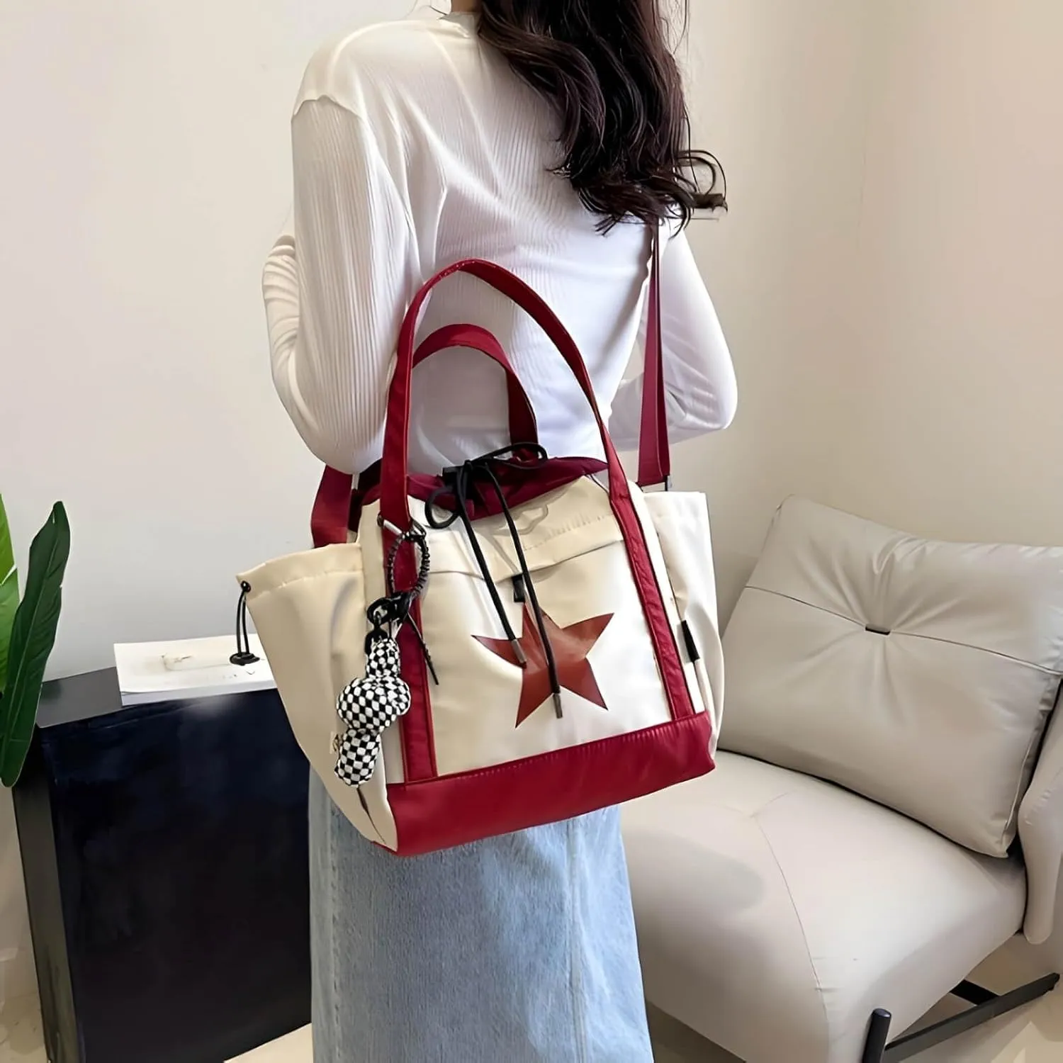 Star Messenger Bag, Vintage Star Tote Bag Y2K, Cute Aesthetic Crossbody Bag For Women, Fashion Shoulder Bag For Travel Bags