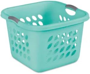 STERILITE Bushel Ultra Square Laundry Basket, Aqua Chrome