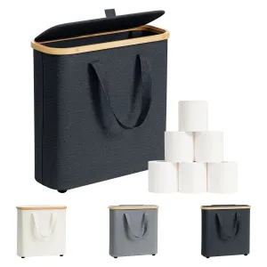 Storage Handcrafted LunaLulinlk Paper Basket, of Organiser Box Toilet Storage Paper Bathroom Bamboo, 12-16 Cyber Monday deal for Rolls Made 30L Toilet Toilet Foldable