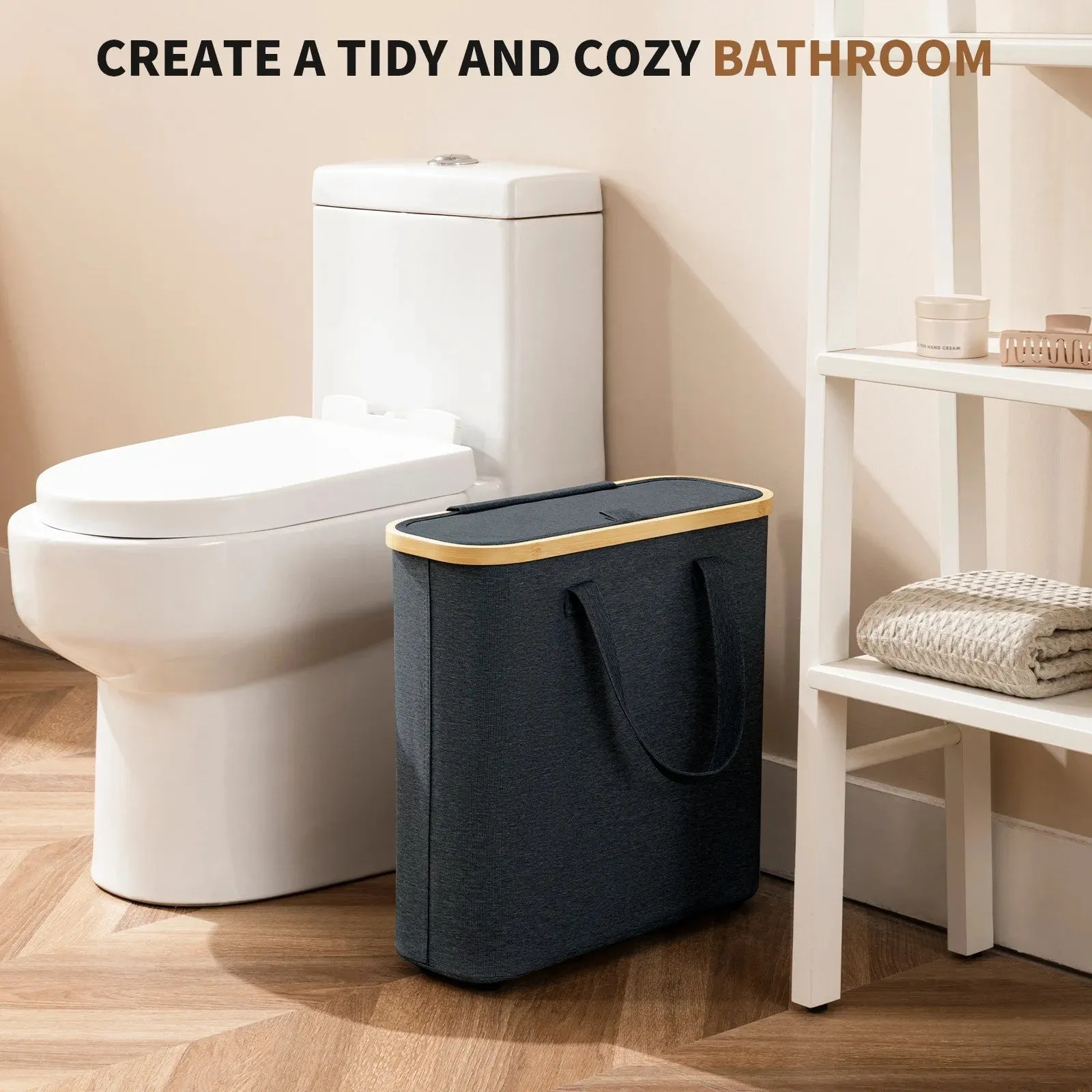 Storage Handcrafted LunaLulinlk Paper Basket, of Organiser Box Toilet Storage Paper Bathroom Bamboo, 12-16 Cyber Monday deal for Rolls Made 30L Toilet Toilet Foldable