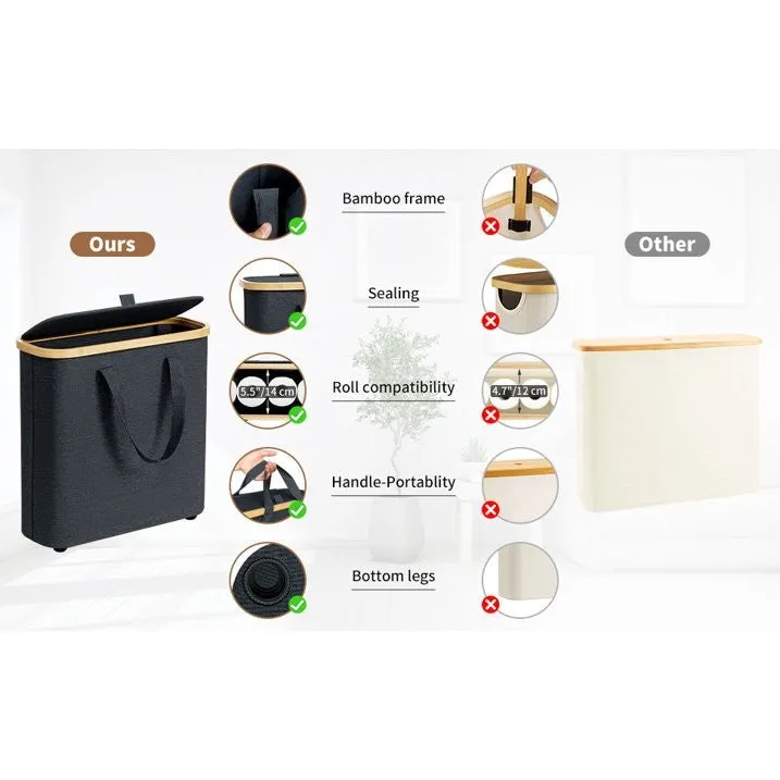 Storage Handcrafted LunaLulinlk Paper Basket, of Organiser Box Toilet Storage Paper Bathroom Bamboo, 12-16 Cyber Monday deal for Rolls Made 30L Toilet Toilet Foldable