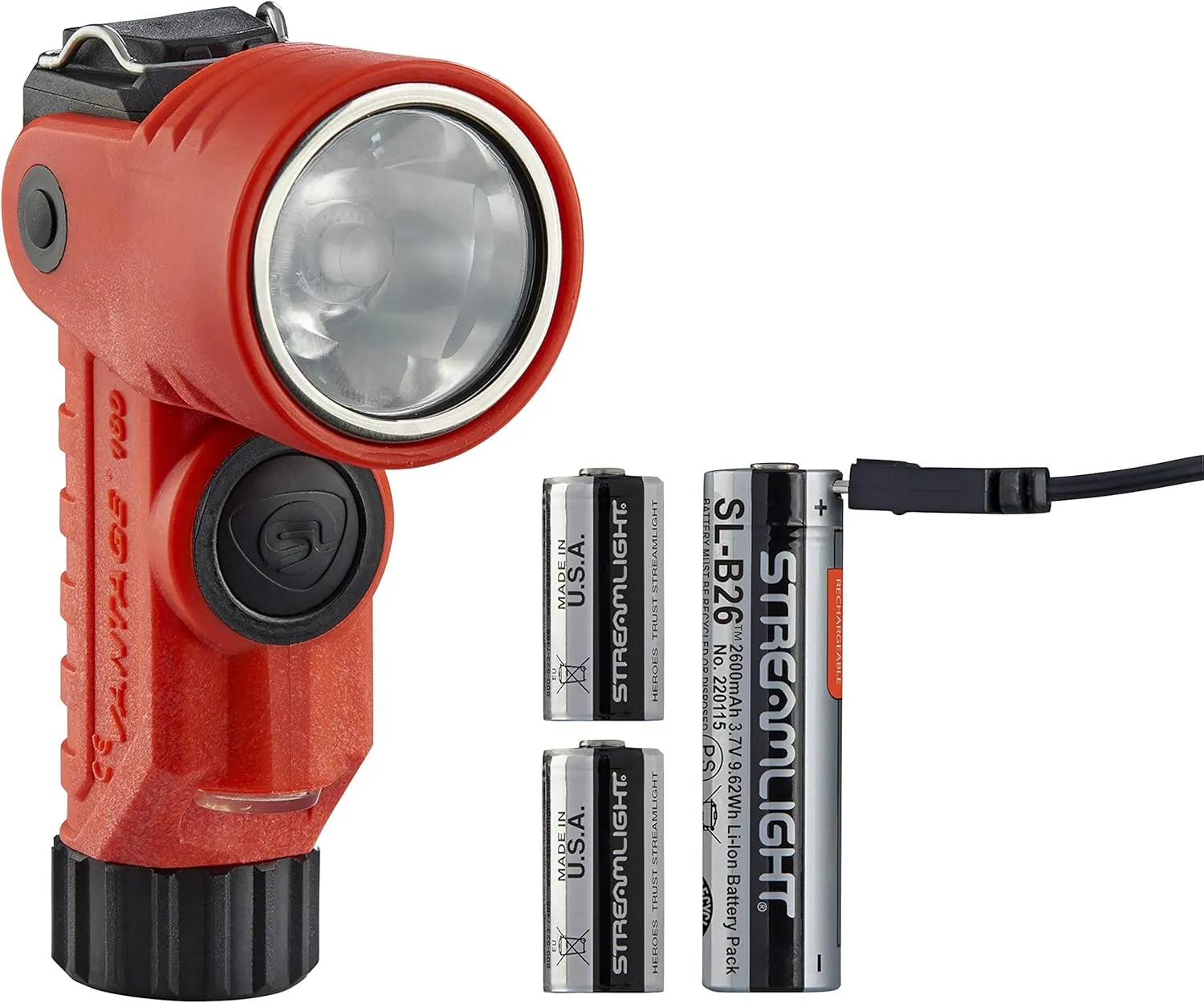 Streamlight 88901 Vantage 180 X Helmet Mounted and Right Angle Firefighter Flashlight with Helmet Bracket, Orange