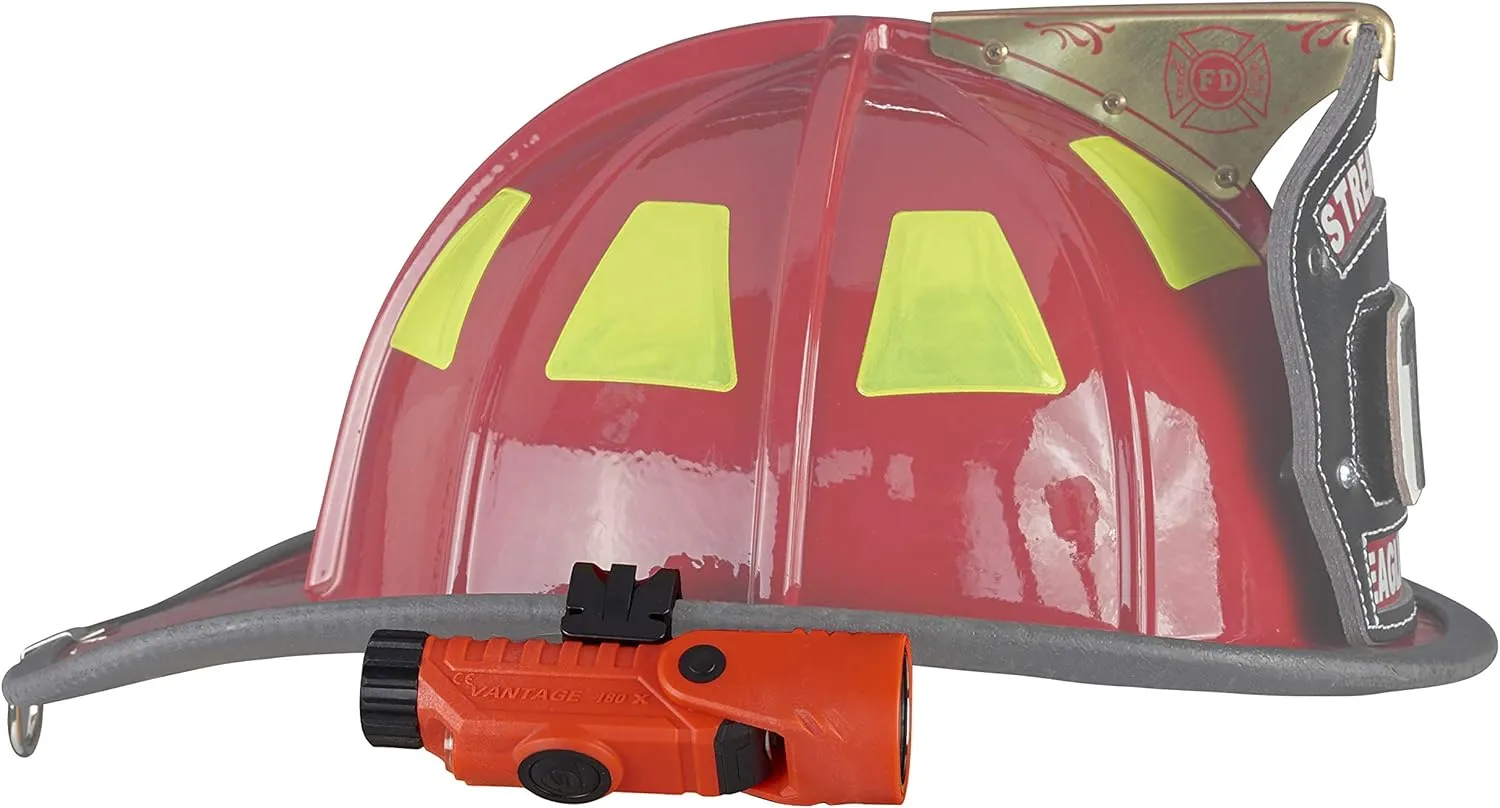 Streamlight 88901 Vantage 180 X Helmet Mounted and Right Angle Firefighter Flashlight with Helmet Bracket, Orange