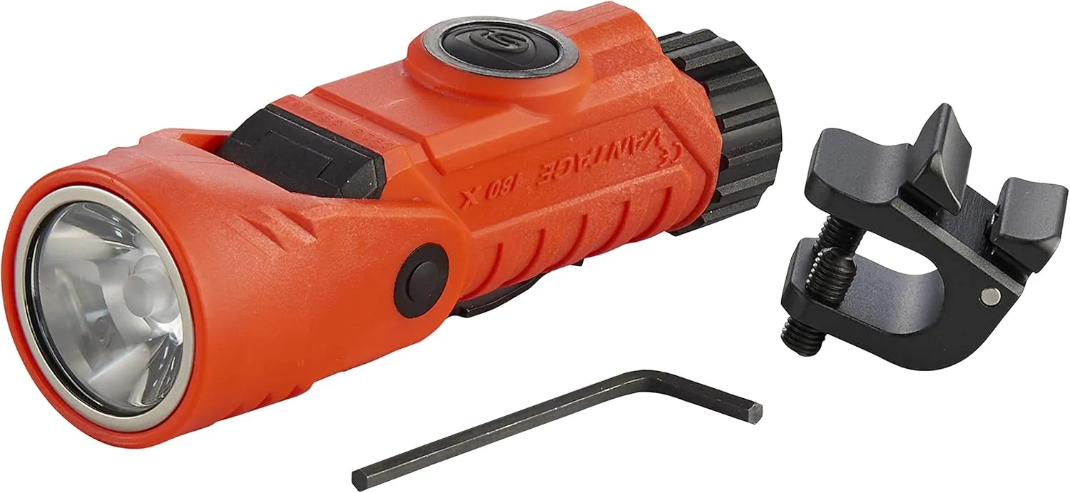 Streamlight 88901 Vantage 180 X Helmet Mounted and Right Angle Firefighter Flashlight with Helmet Bracket, Orange