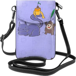 Sunflower Seeds And Cats Pattern Phone Bag > Soft, Durable And Waterproof For Women Shoulder Straps Bag Carry Card Cosmetics 7.6x2.9 In Good
