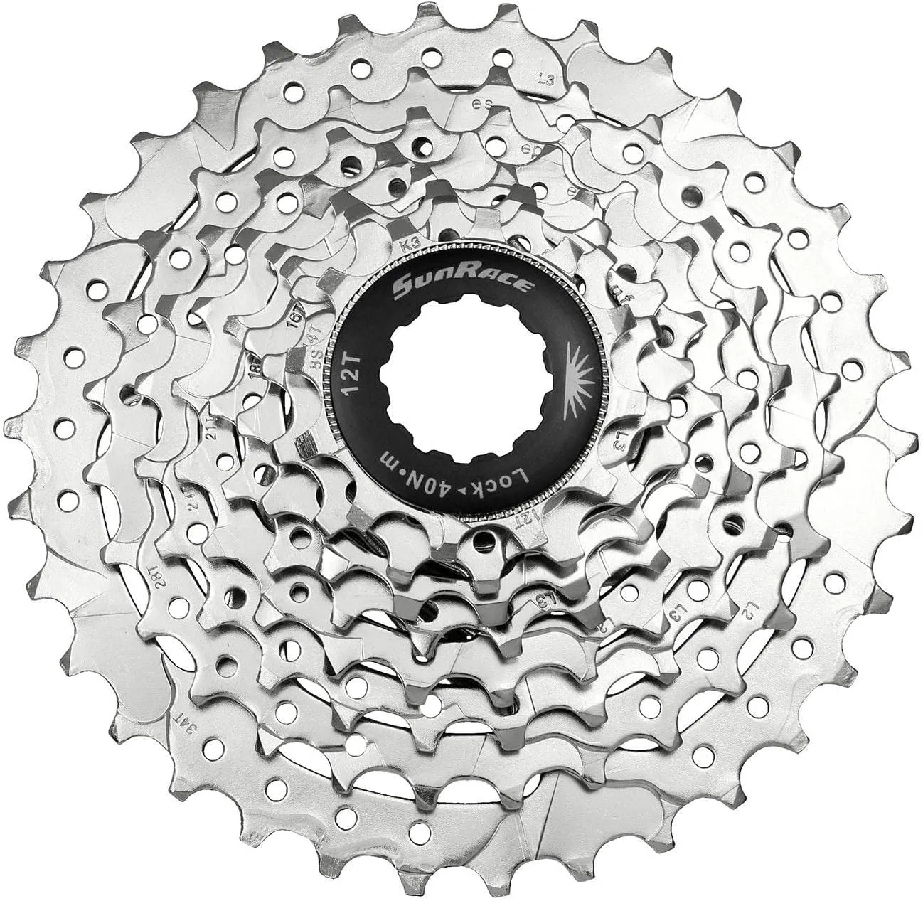 Sunrace CSM63 7-Speed Nickel Plated Cassette, 12-28T, Silver (CSM63.7BS0.NS1.BX)