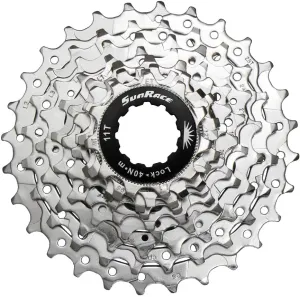 Sunrace CSR91 9-Speed Nickel Plated Cassette with Alloy Lockring and Gray Spacer