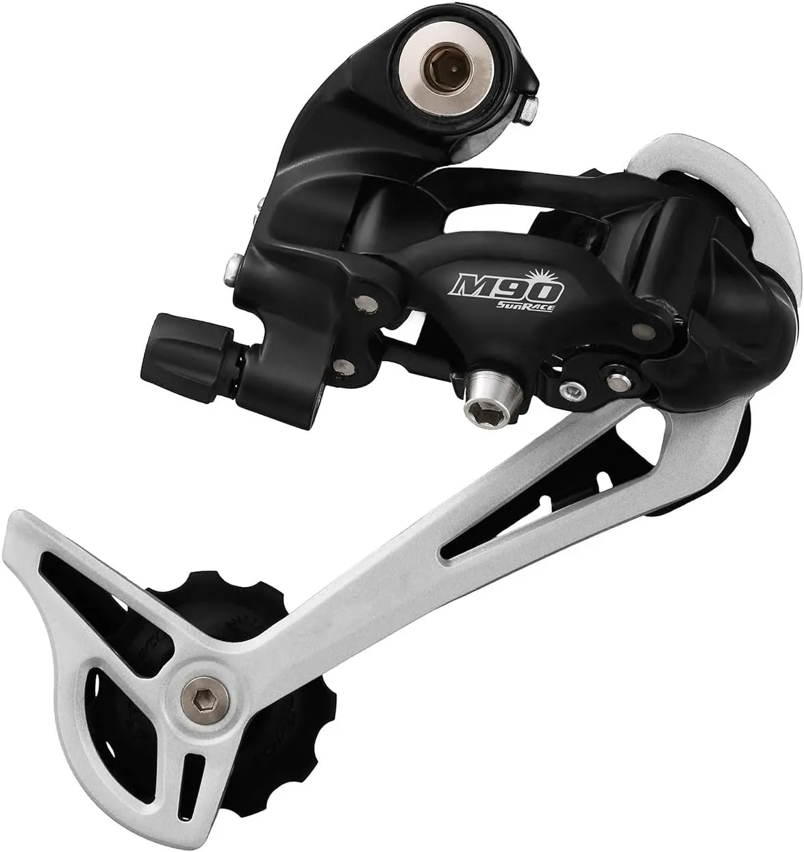 Sunrace RDM91 9-Speed Long Cage Bike Derailleur with Bolt, Black/Silver