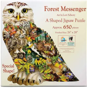 SUNSOUT INC - Forest Messenger - 650 pc Special Shape Jigsaw Puzzle by Artist: Lori Schory - Finished Size 26" x 28" - MPN# 95078