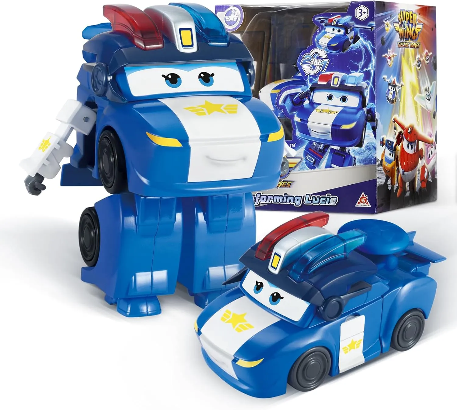 Super Wings Transformable Toys, 5 in Lucie Airplane Transforming Figures Toys, 2 in 1 Mode Rescue Bots Action Figure Toys for 3-5 Year Old Boys Girls, Fun Plane Toys for Toddlers Kids Age 3 4 5 6 7