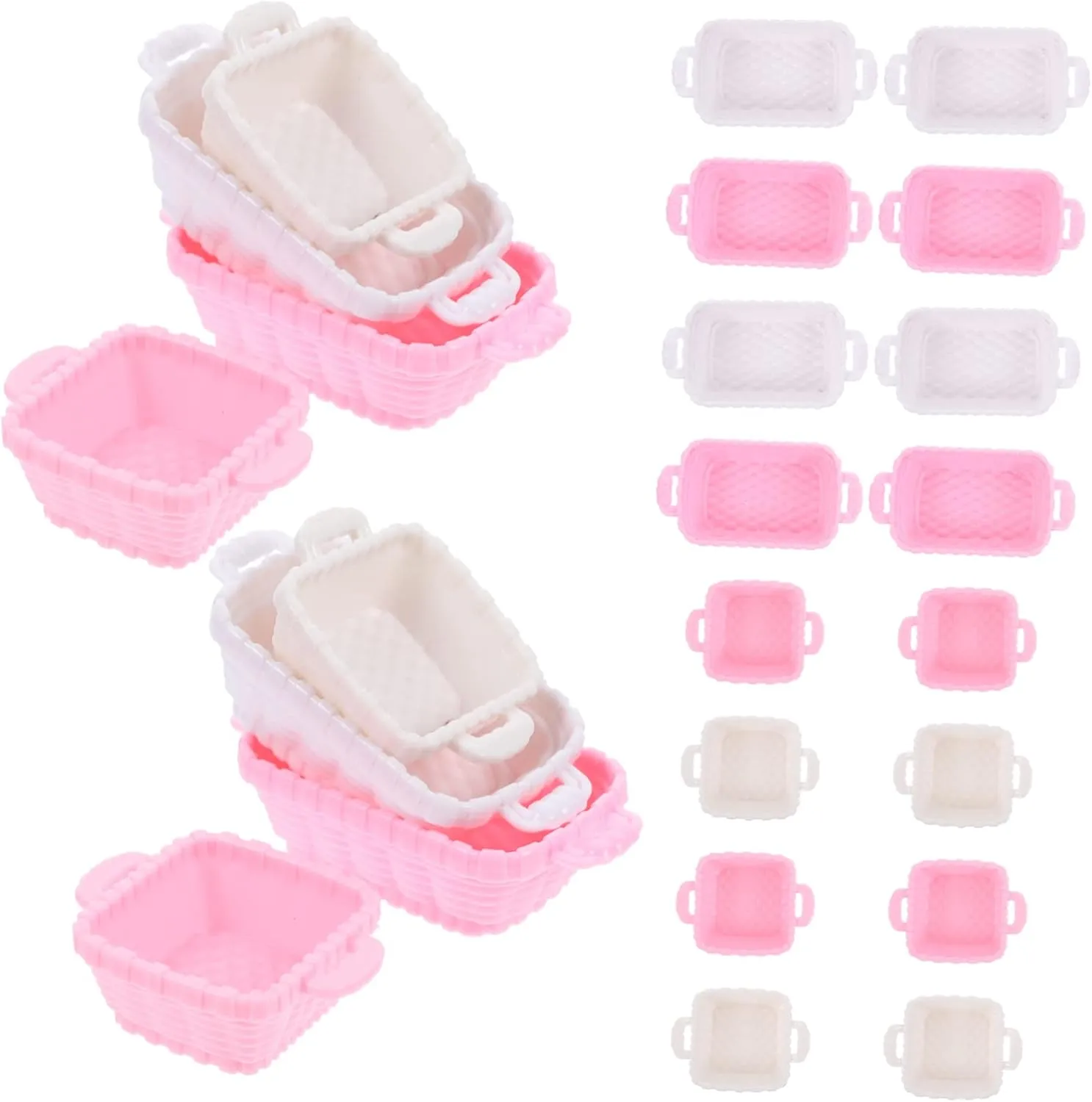 SUPVOX 32pcs Mini Shopping Basket Cute Dollhouse Storage Baskets for Desktop Ornaments Creative Food Models Each