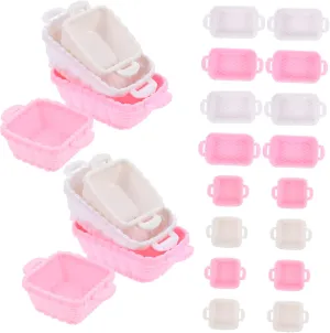 SUPVOX 32pcs Mini Shopping Basket Cute Dollhouse Storage Baskets for Desktop Ornaments Creative Food Models Each