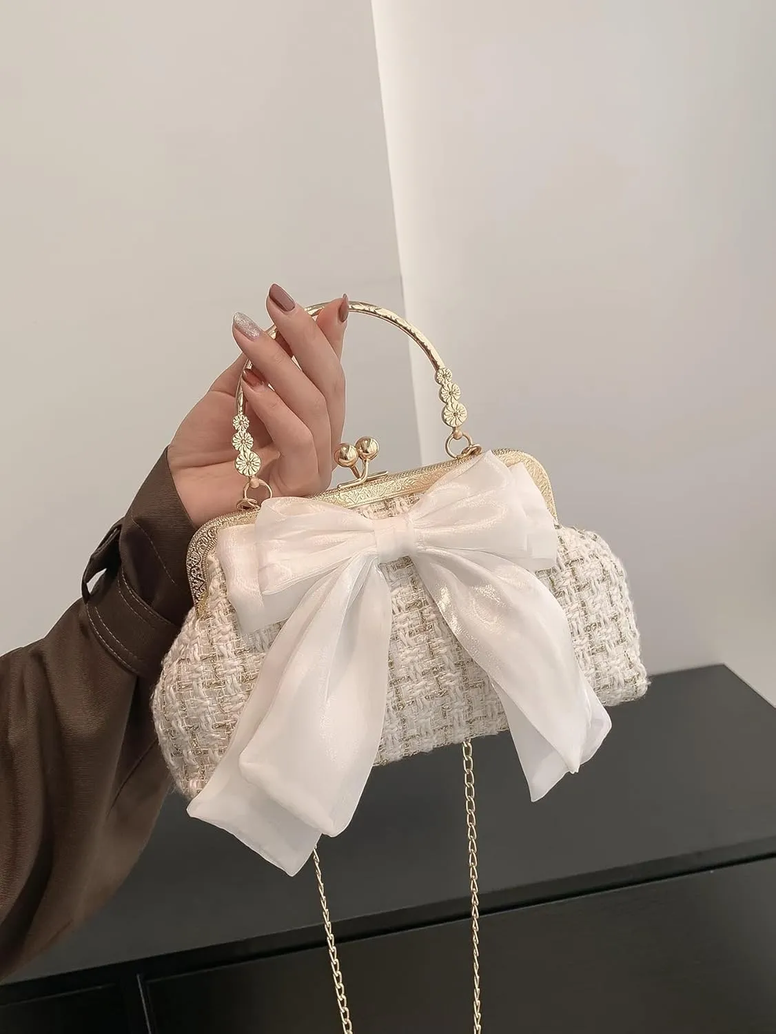 SweatyRocks Women's Cute Bow Decor Clutch Purse Evening Handbag Prom Crossbody Bags
