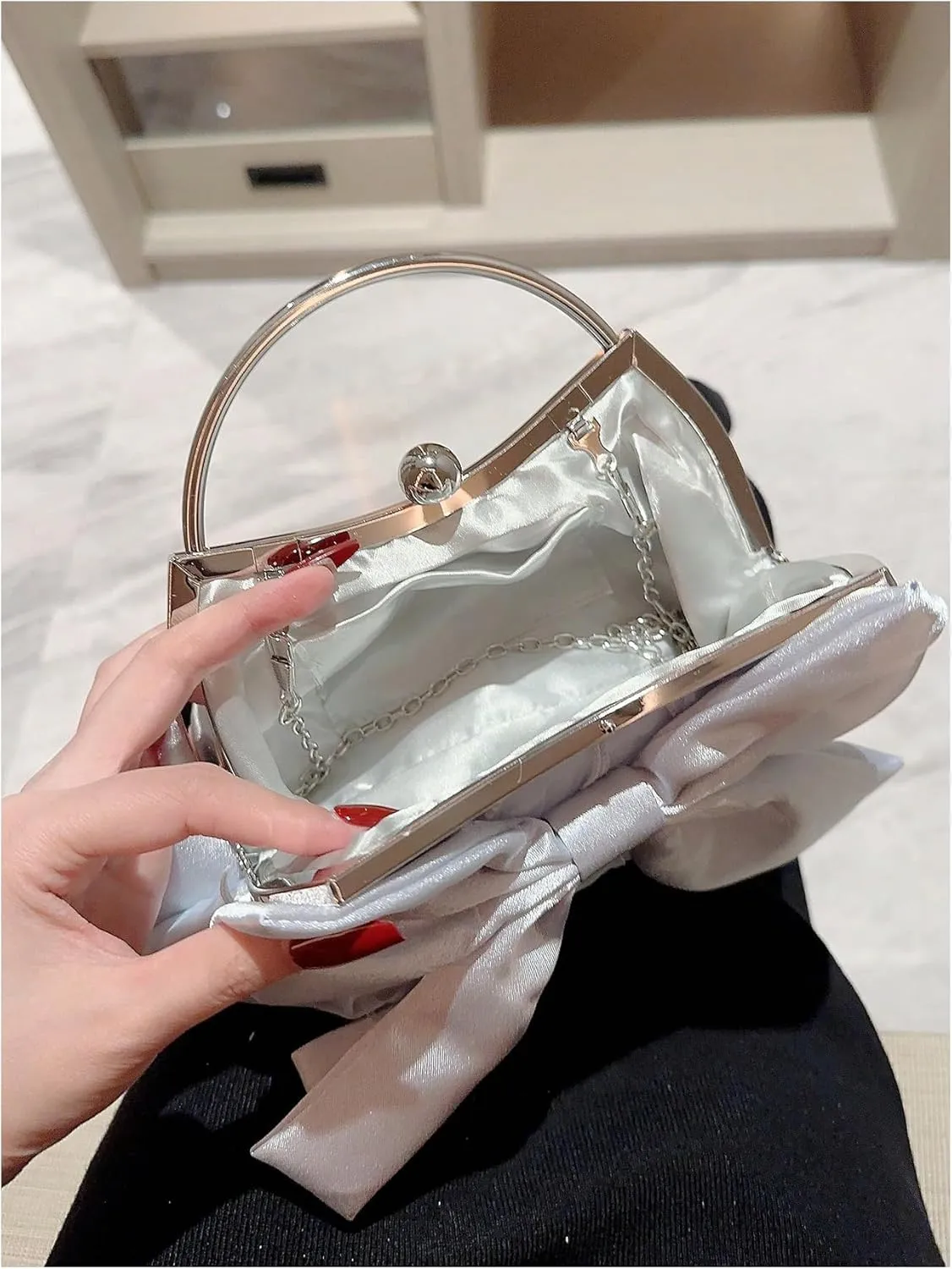 SweatyRocks Women's Cute Bow Decor Clutch Purse Evening Handbag Prom Crossbody Bags