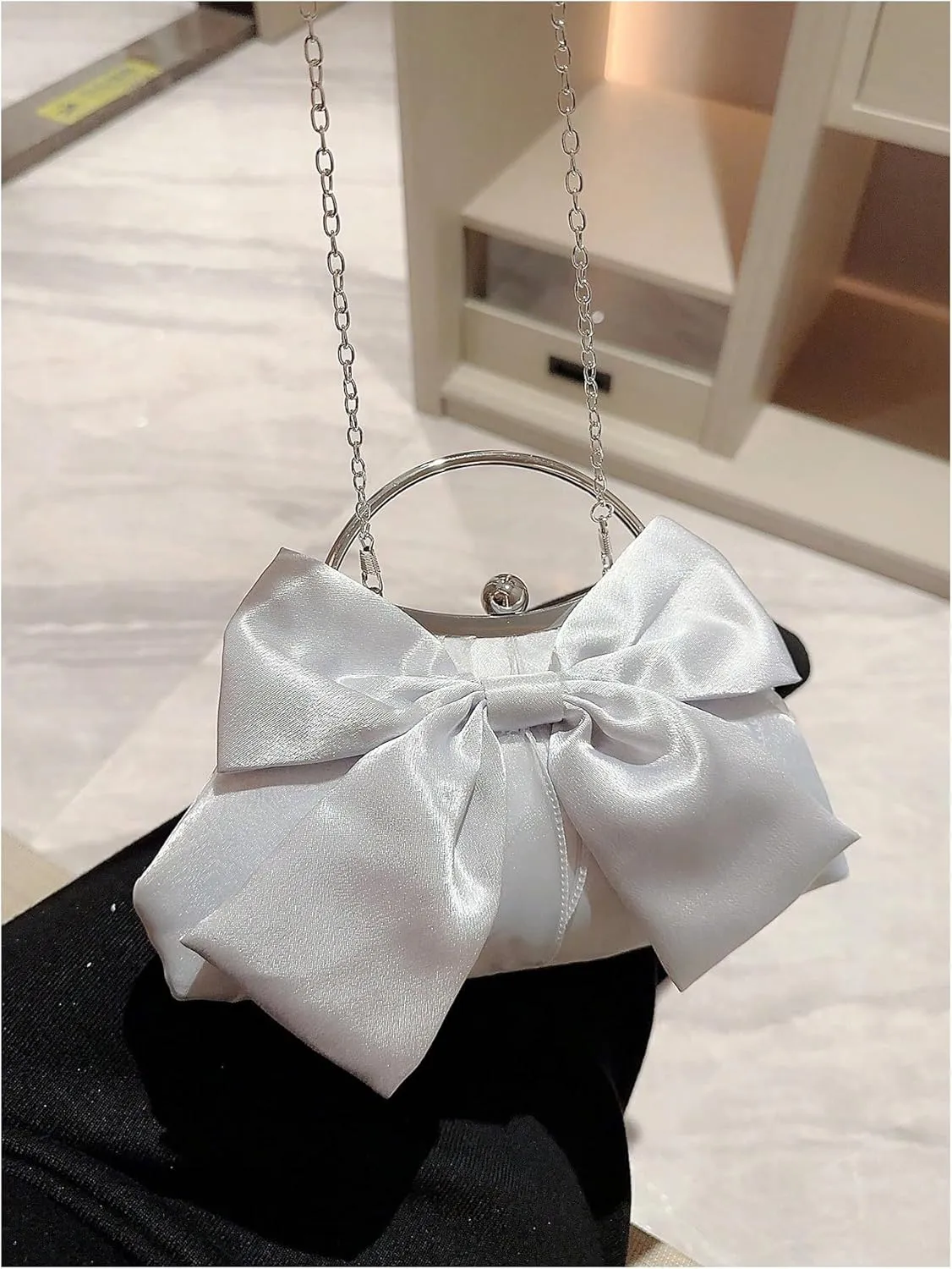 SweatyRocks Women's Cute Bow Decor Clutch Purse Evening Handbag Prom Crossbody Bags