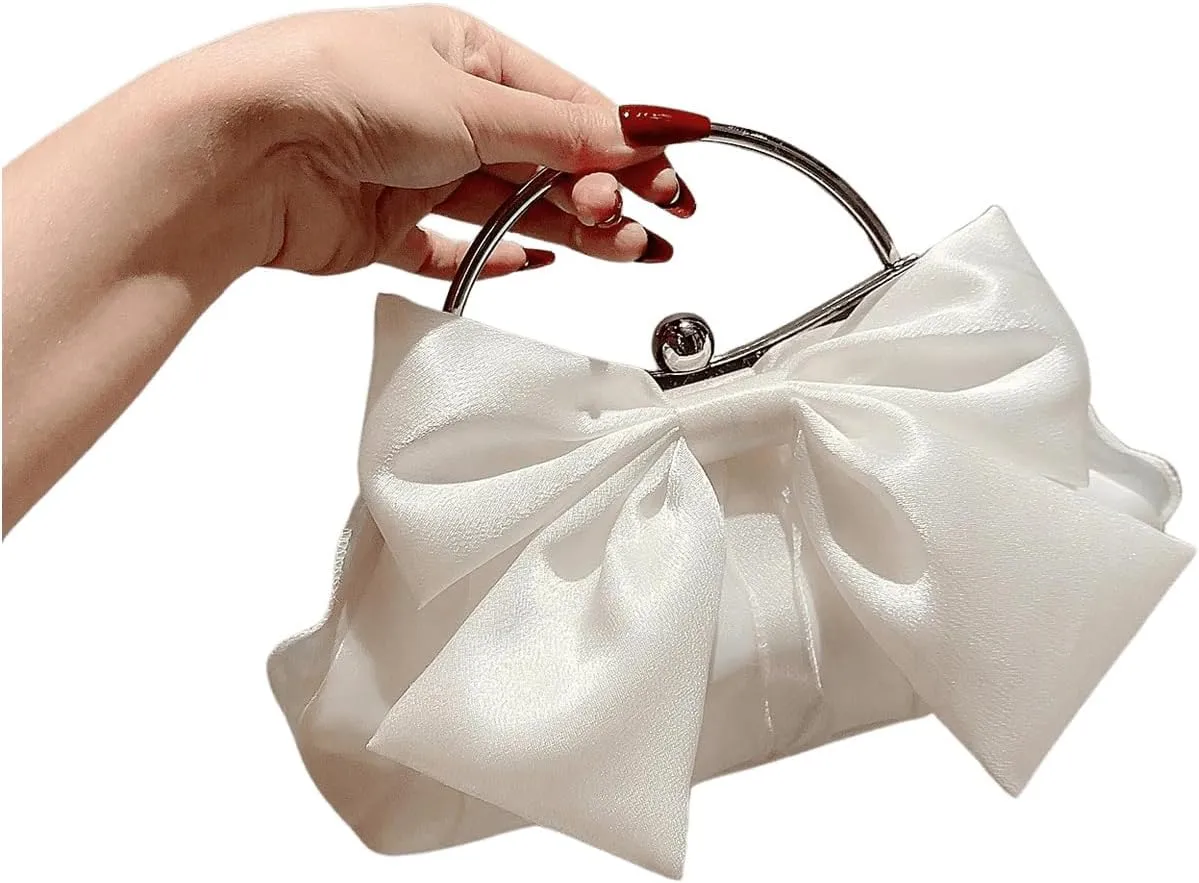 SweatyRocks Women's Cute Bow Decor Clutch Purse Evening Handbag Prom Crossbody Bags