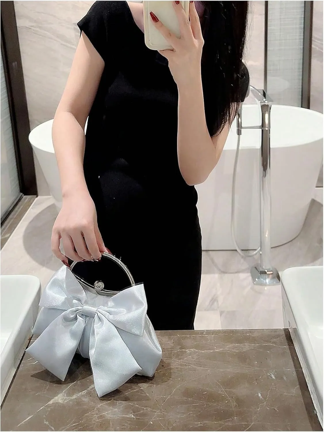 SweatyRocks Women's Cute Bow Decor Clutch Purse Evening Handbag Prom Crossbody Bags