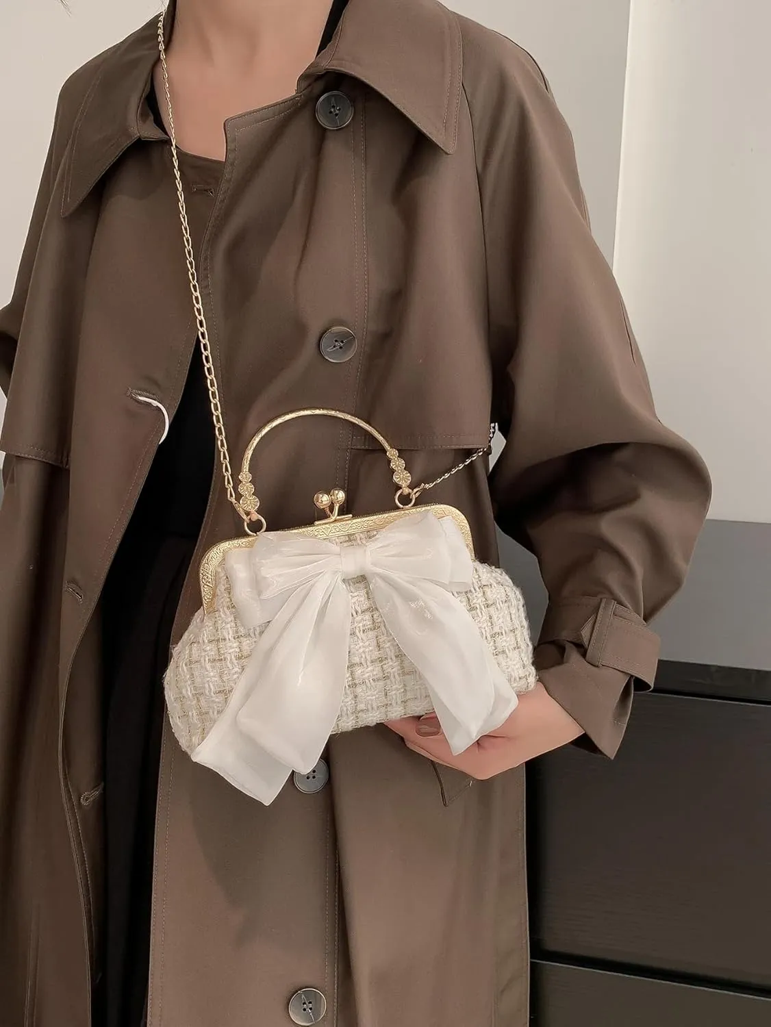 SweatyRocks Women's Cute Bow Decor Clutch Purse Evening Handbag Prom Crossbody Bags