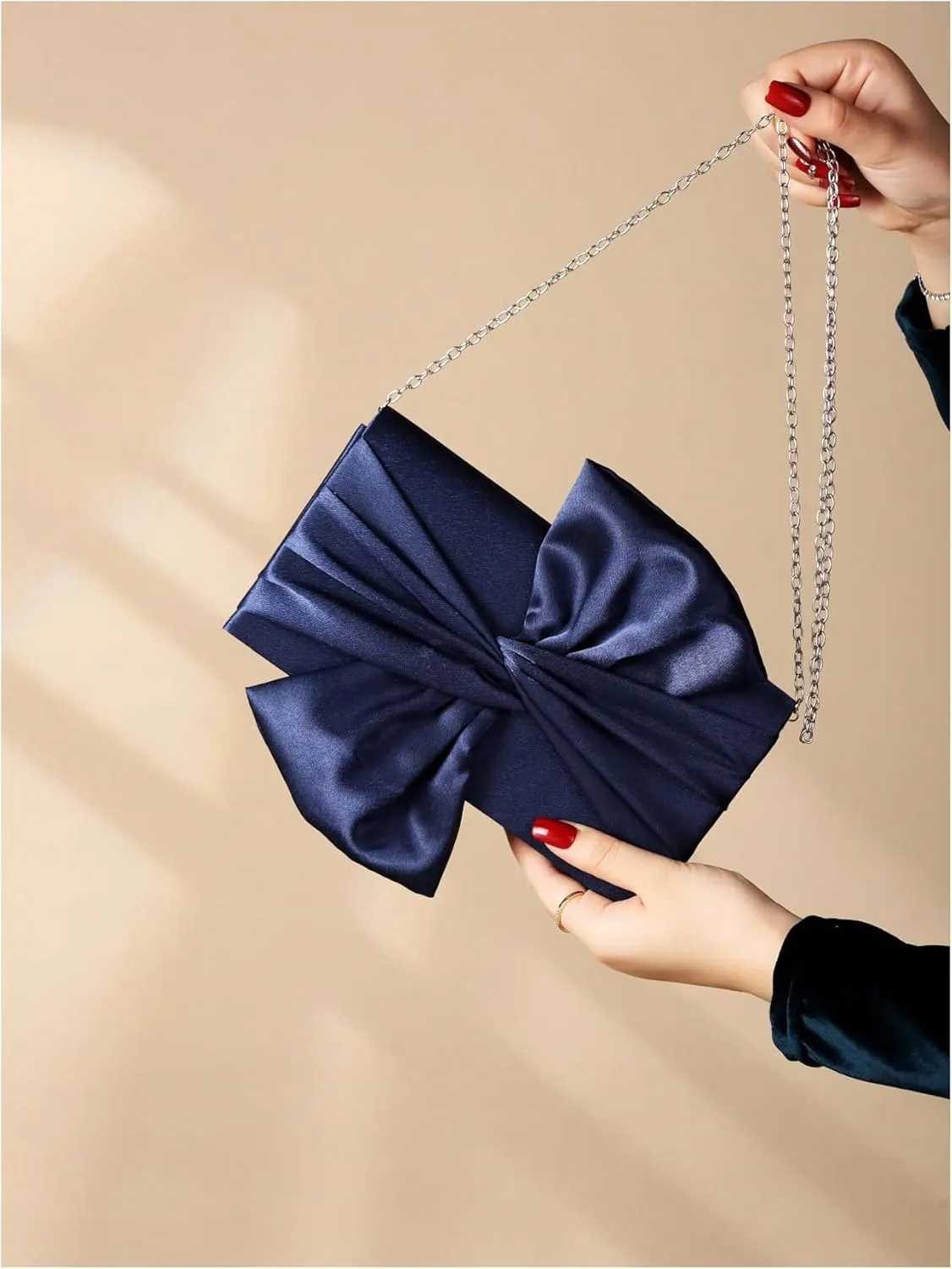 SweatyRocks Women's Satin Evening Bag Bow Clutch Purse Formal Party Handbag
