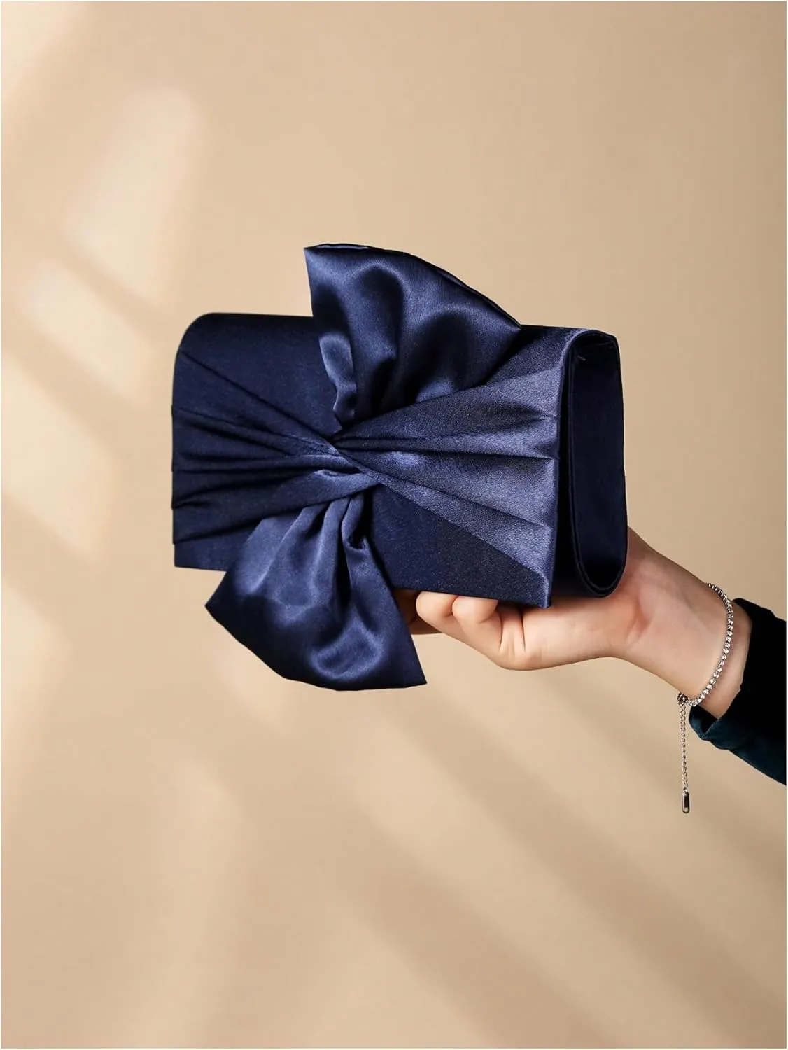 SweatyRocks Women's Satin Evening Bag Bow Clutch Purse Formal Party Handbag