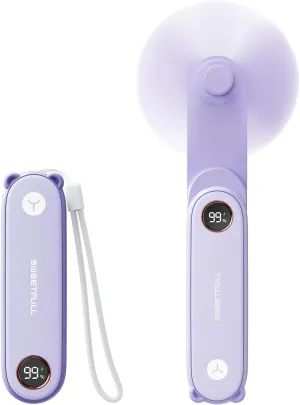 SWEETFULL 2-in-1 Portable Mini Fan with LED, Hand Held Foldable USB Rechargeable Fan & Flashlight for Travel, Girls