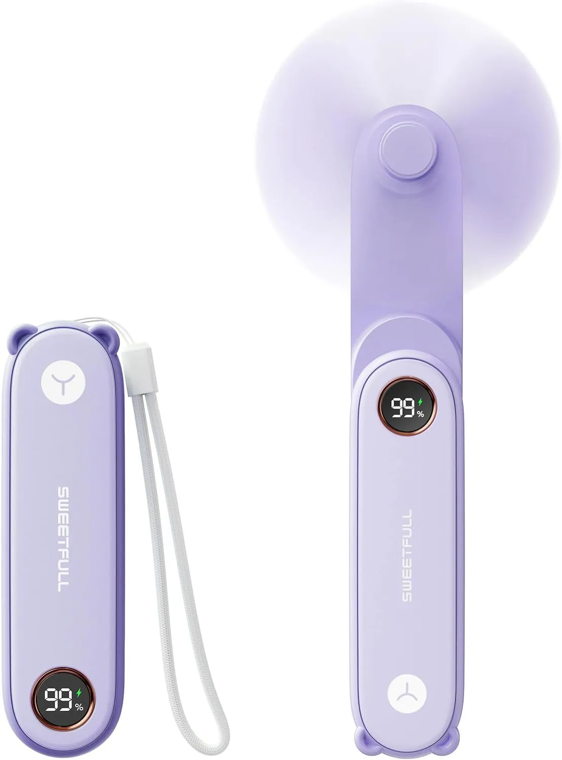 SWEETFULL 2-in-1 Portable Mini Fan with LED, Hand Held Foldable USB Rechargeable Fan & Flashlight for Travel, Girls