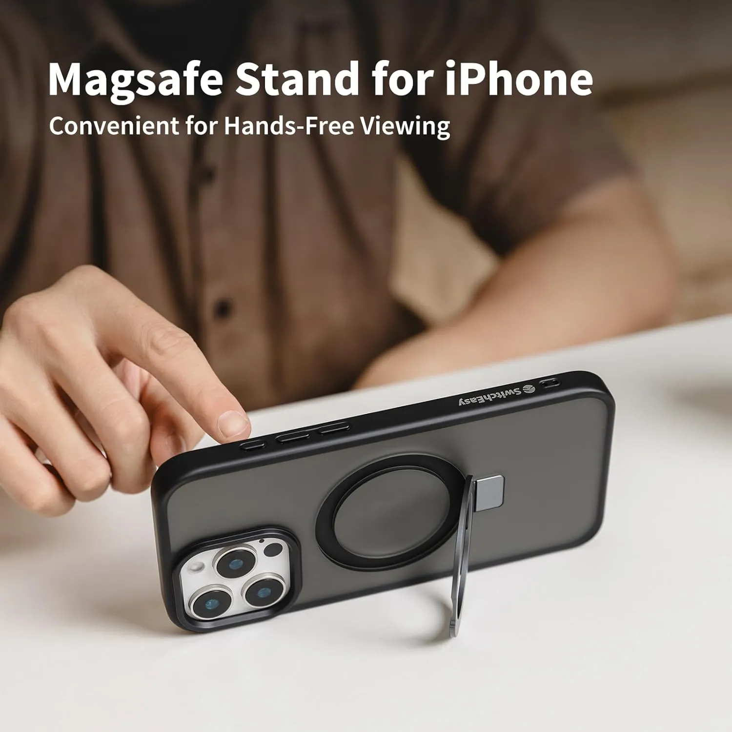 SWITCHEASY Protective Case for iPhone 16 Pro Max 6.9" with MagStand, Military-Grade Drop Protection, Kick Ring Stand, Compatible with MagSafe, Shockproof Phone Case- Transparent