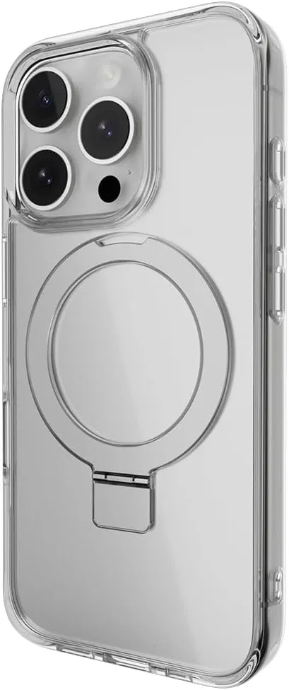 SWITCHEASY Protective Case for iPhone 16 Pro Max 6.9" with MagStand, Military-Grade Drop Protection, Kick Ring Stand, Compatible with MagSafe, Shockproof Phone Case- Transparent