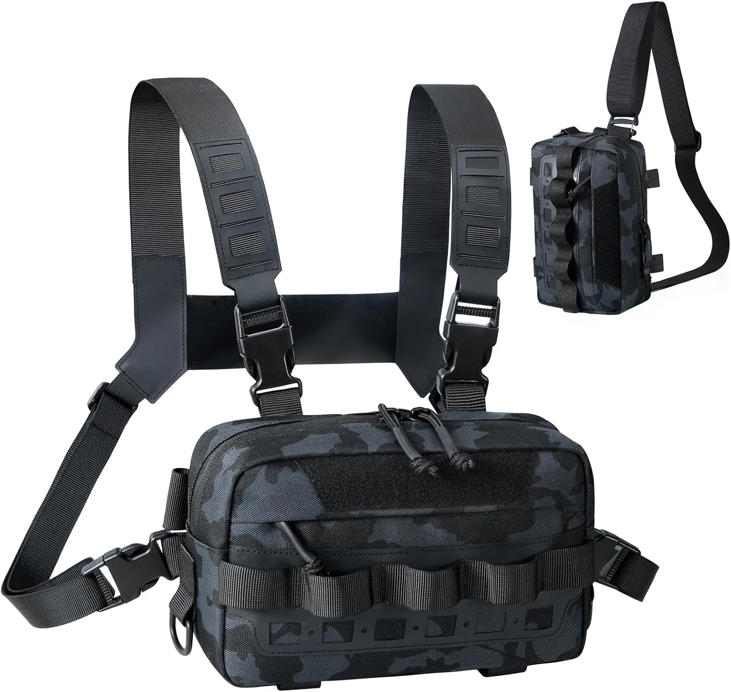 Tactical Chest Rig Bag for Men, Lightweight Fishing Vest Pack, Water-Resistant Running Chest Pack for Cycling, Hiking, Workouts, Men's Crossbody Bag with Adjustable & Detachable Shoulder Strap