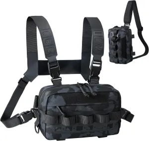 Tactical Chest Rig Bag for Men, Lightweight Fishing Vest Pack, Water-Resistant Running Chest Pack for Cycling, Hiking, Workouts, Men's Crossbody Bag with Adjustable & Detachable Shoulder Strap