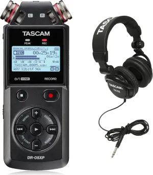 TASCAM DR-05XP Recorder and Studio Headphones Bundle