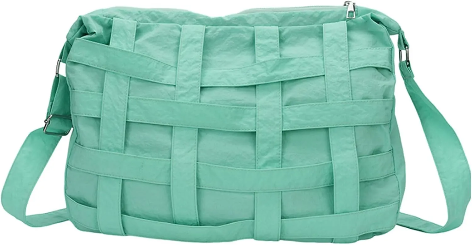 Teclado Casual Messenger Bag Interleaved Grid Nylon Crossbody Bag Chic Shoulder Bag Large Laptop Bag Travel Daypacks