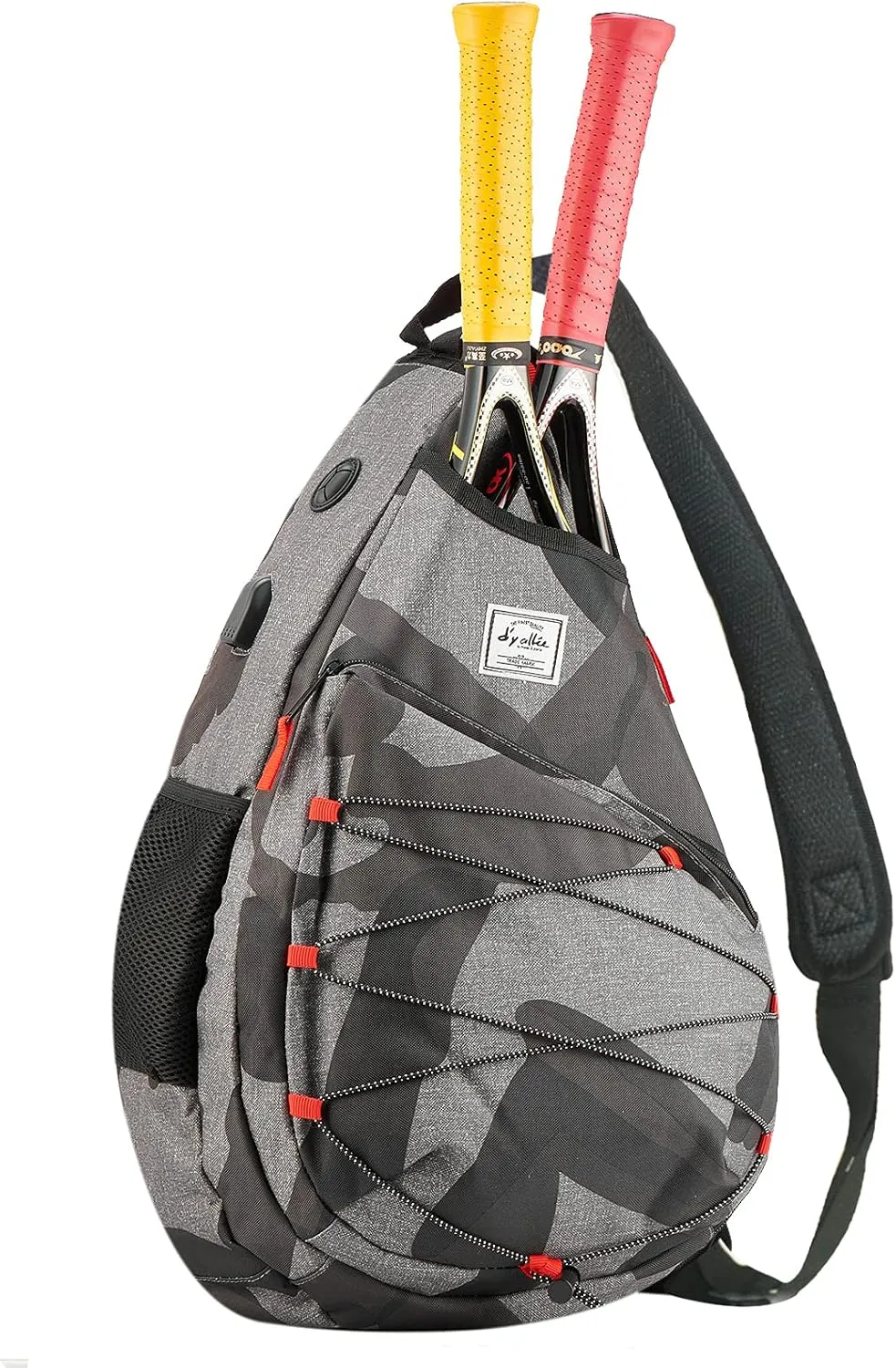 Tennis Bag for Men Women, Racquetball Pickleball Paddle Squash Sling Bags Crossbody Sports Backpack Adult with USB Charge Port