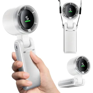 TERRIFI Portable Handheld Mini Fan with 50000 RPM - Foldable Turbo Fan, 3600mAh Type-C Rechargeable Battery, 5 Speeds, Digital Display - Ideal for Travel & Outdoor Activities for Men and Women