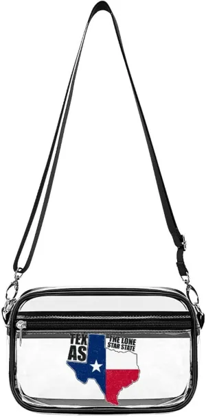 Texas Flag and Map of State Clear Purse Messenger Bag Crossbody Bags with Adjustable Shoulder Strap Front Pocket