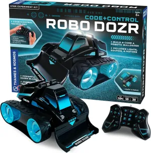 Thames & Kosmos Code Control Robo Dozr Engineering & Robotics Kit | Build & Program a Robotic Bulldozer | Includes LED Lights, Speaker, Motors, Flexible Tracks & More Durable Building Pieces