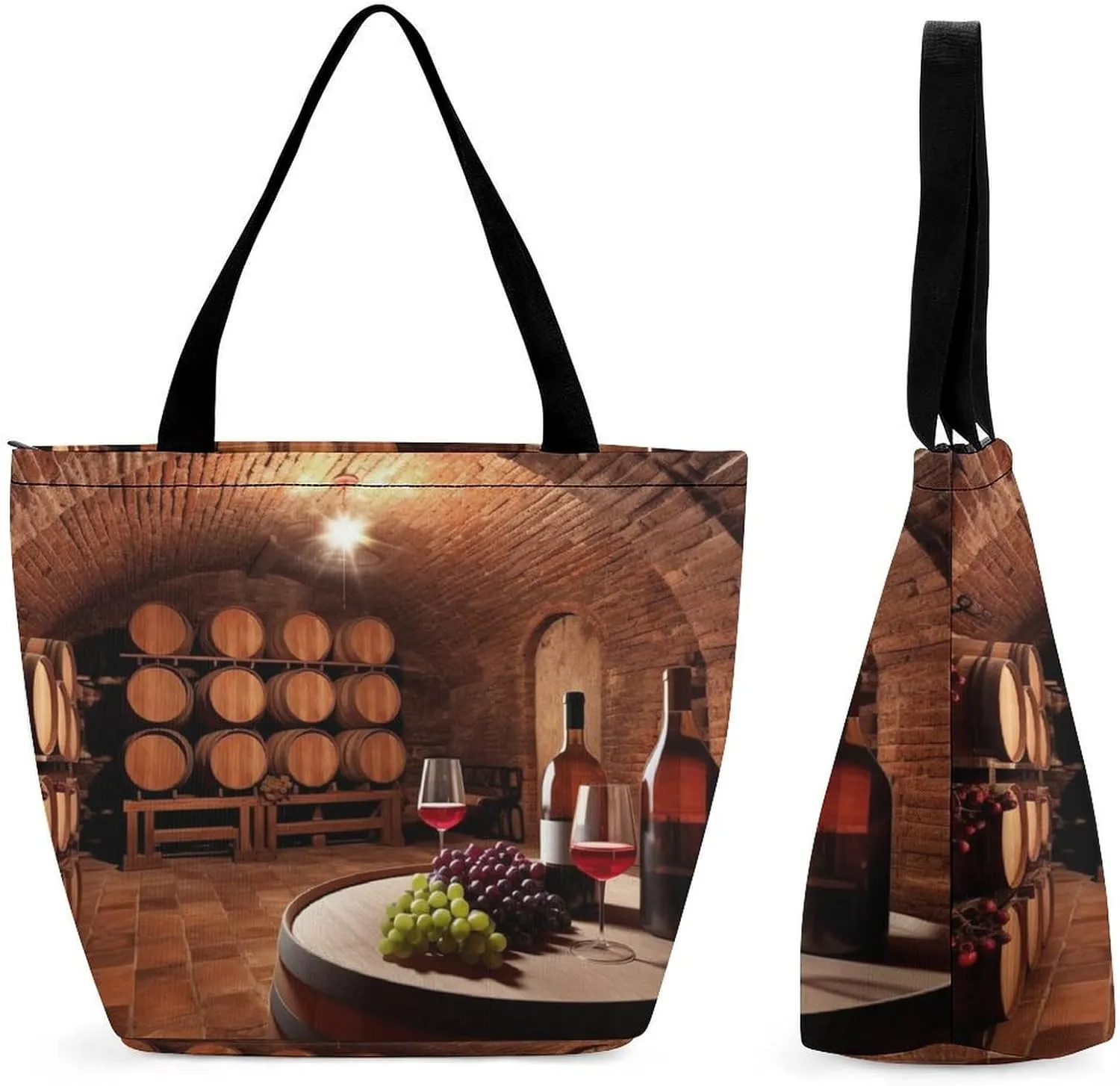 This Red Wine Cellar Women's Shopping Bag Foldable Washable Shoulder Bag Adopts High-definition Printing Technology, with Clear Patterns And Rich Colors. There Are Many Patterns to Choose From, And Th