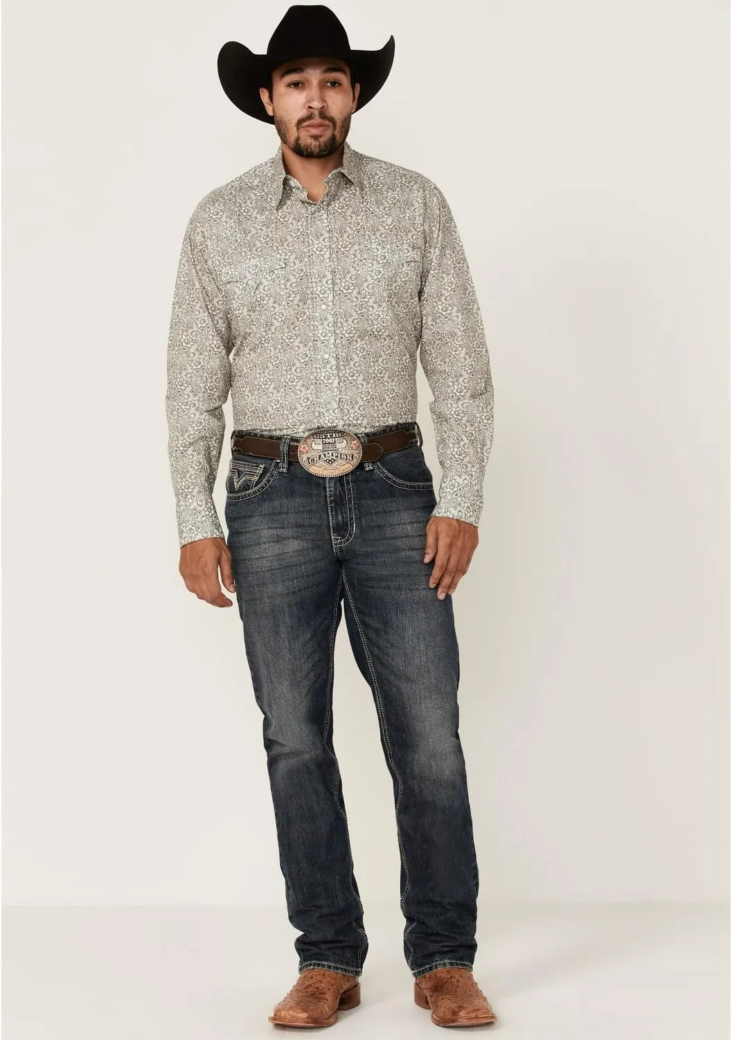 Tin Haul Western Shirt Mens L/S Floral Gray 10-001-0064-0215 GY