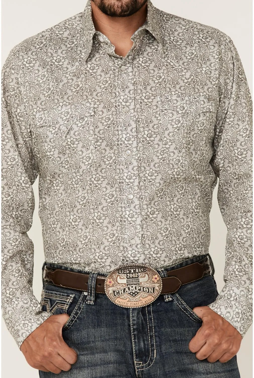 Tin Haul Western Shirt Mens L/S Floral Gray 10-001-0064-0215 GY