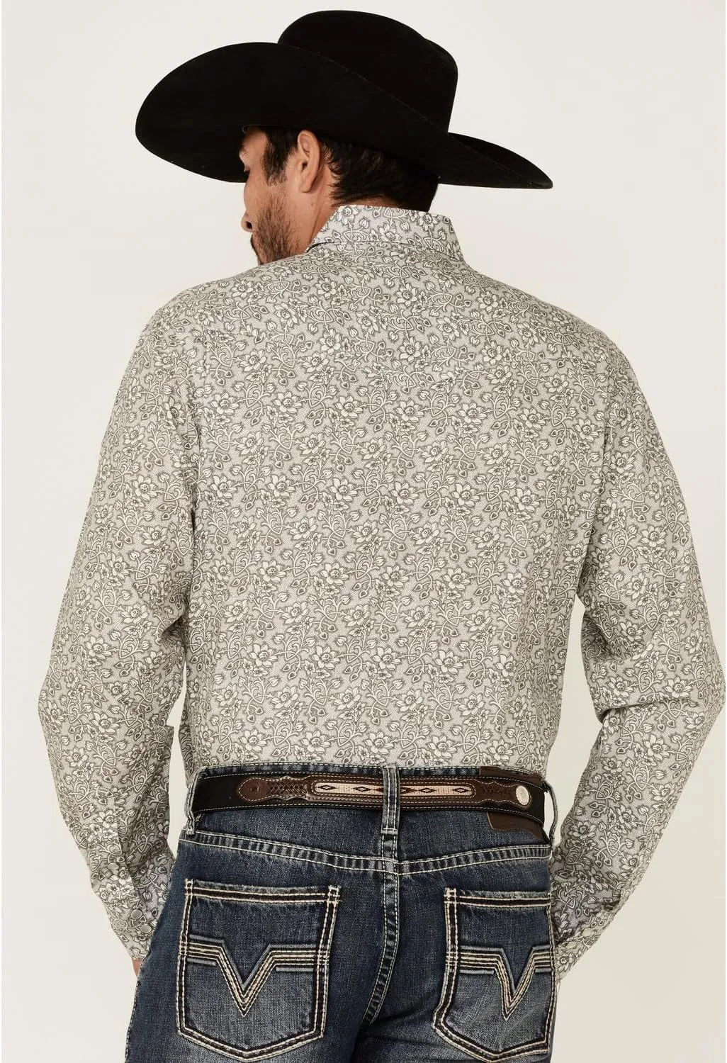 Tin Haul Western Shirt Mens L/S Floral Gray 10-001-0064-0215 GY