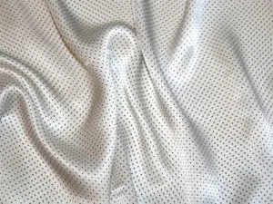 Tiny Spot Print Fine Italian Silk Satin Dress Fabric Black & White - per Yard