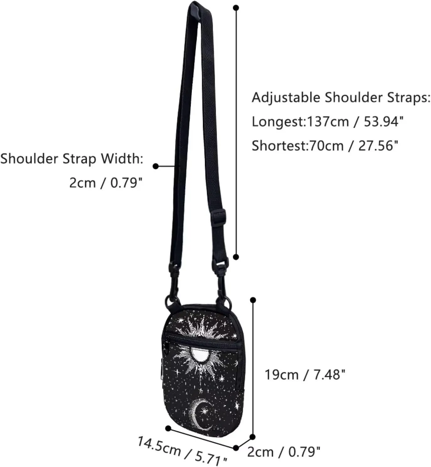 TODIYADDU Messenger Bag for Women Men Mini Shoulder Bag with Adjustable Strap Trendy Sling Purse Chest Bag for Small Items
