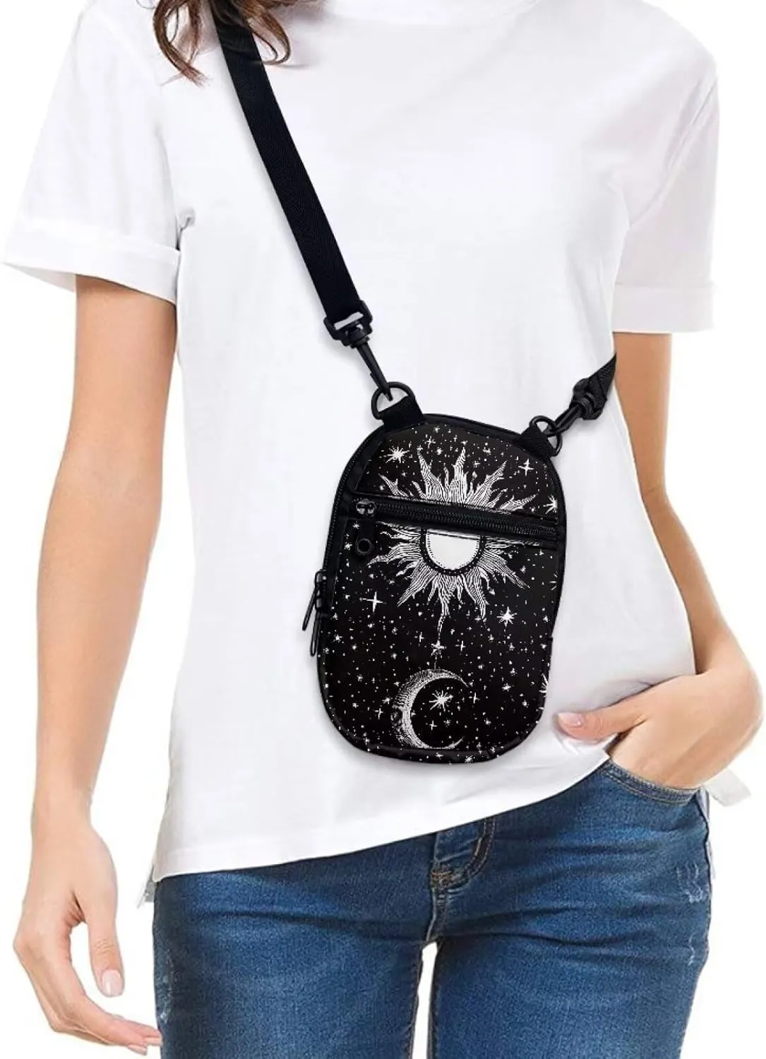 TODIYADDU Messenger Bag for Women Men Mini Shoulder Bag with Adjustable Strap Trendy Sling Purse Chest Bag for Small Items