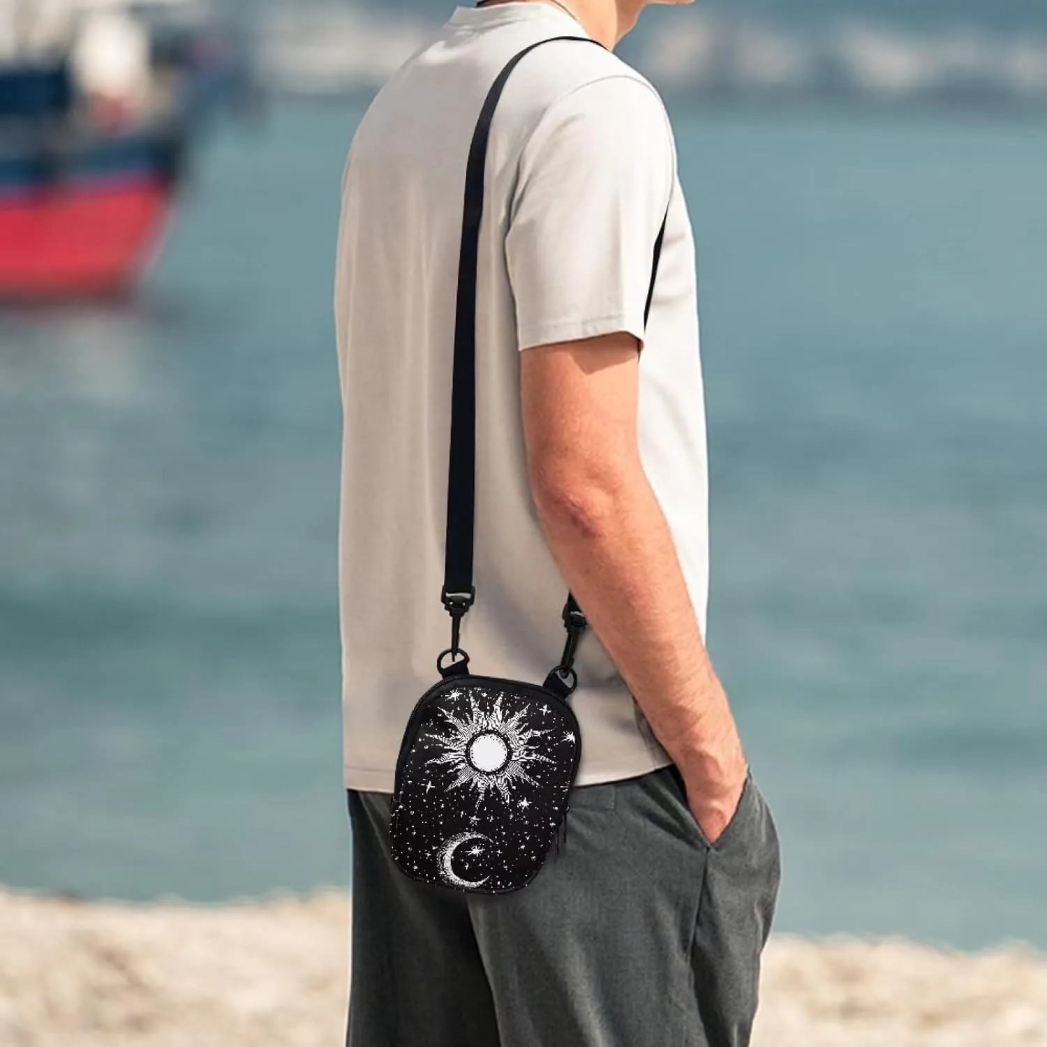 TODIYADDU Messenger Bag for Women Men Mini Shoulder Bag with Adjustable Strap Trendy Sling Purse Chest Bag for Small Items